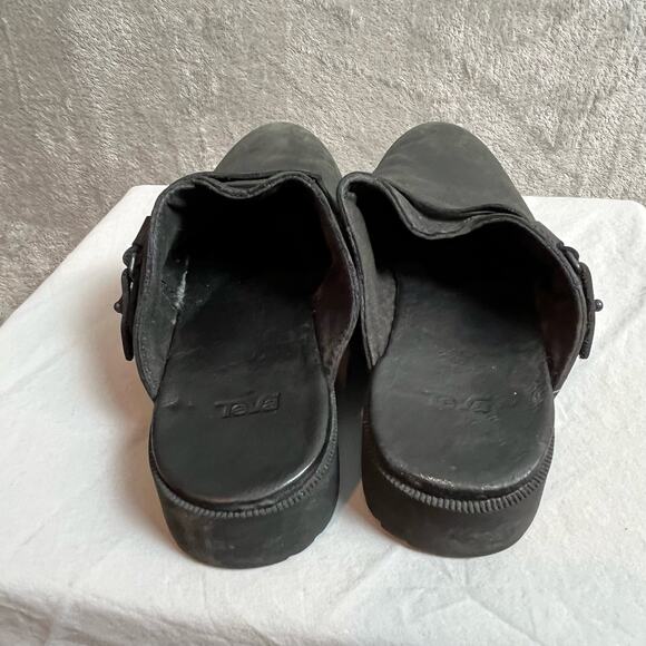 Teva Delavina‎ Mule Black Leather Clogs Size 7 - Picture 5 of 7